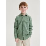 Camasa regular fit din material structurat - verde-metalizat