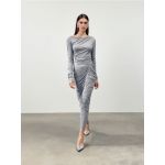 Rochie cu fronseuri asimetrice - gri-neutru