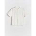 Tricou Henley din bumbac - crem