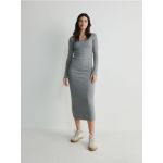 Rochie maxi din jerseu - gri-inchis