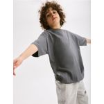 Tricou oversized din bumbac - gri-inchis