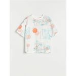Tricou cu imprimeu all over - crem