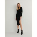 Rochie din imitatie de piele intoarsa - negru