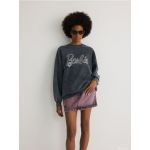 Fusta Barbie, din denim cu decupaj - violet-orhidee