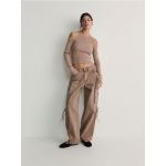 Blugi wide leg cu buzunare cargo - cafeniu