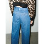 Blugi wide leg cu curea - bleumarin