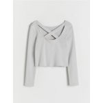 Bluza cu spate decorativ - gri deschis