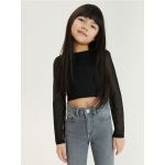 Bluza cu maneci din plasa - negru