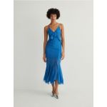 Rochie maxi cu volane - albastru