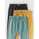 Set de 3 perechi de pantaloni cu continut ridicat de bumbac - galben-pal