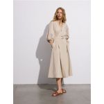 Rochie midi cu curea - galben-pal