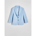 Blazer oversized cu adaos de viscoza - albastru-pal