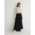 Fusta maxi cu fronseuri - negru