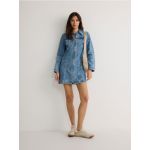 Rochie din denim, cu fermoar - albastru