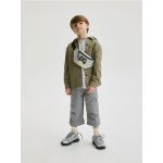 Pantaloni culotte cu tiv contrastant - gri deschis