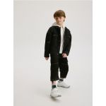 Pantaloni culotte cu tiv contrastant - negru