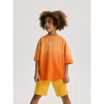 Tricou oversized din bumbac - oranj-deschis