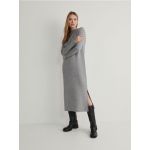 Rochie din jerseu, cu guler Perkins - gri-inchis