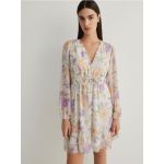 Rochie mini cu model - roz-pastel