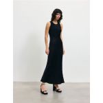 Maxi rochie din viscoza satinata - negru