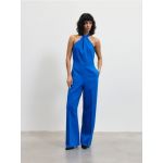 Combinezon cu decolteu tip halter - albastru-cobalt