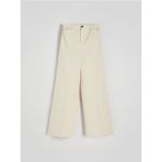 Pantaloni din bumbac cu crac larg - crem