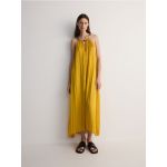 Rochie maxi cu decolteu tip halter - galben-mustar