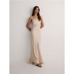 Rochie maxi din viscoza satinata - bej