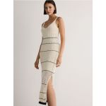 Rochie maxi din jerseu cu bretele subtiri - nude