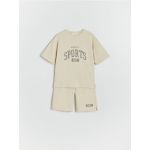 Set din bumbac cu imprimeu - nude
