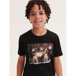 Tricou oversized cu imprimeu cu minioni - negru