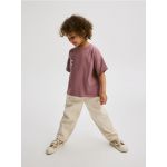 Tricou oversized cu aplicatie - violet-pruna
