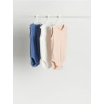 Set de 3 body-uri din tricot striat - bleumarin