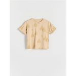 Tricou cu imprimeu all over - bej