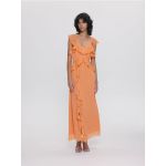 Rochie cu detalii cu volanase - oranj-mandarina