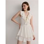 Rochie mini cu volane - crem