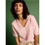 Bluza stil polo, din jerseu - roz-pastel