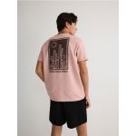 Tricou regular cu imprimeu - roz-pudra