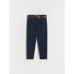 Pantaloni chino din material structurat, cu curea - bleumarin
