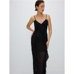 Rochie maxi cu volane - negru
