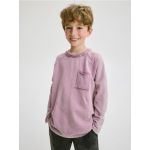 Tricou oversized, cu buzunar si maneca lunga - violet