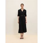 Rochie midi cu continut ridicat de viscoza cu cordon - negru