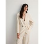 Blazer cu rand dublu de nasturi, cu continut ridicat de modal - crem