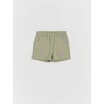 Pantaloni scurti din bumbac, cu broderie - verde-oliv deschis