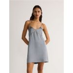 Rochie mini din satin - albastru-pal