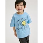 Tricou oversized cu imprimeu in relief - albastru-violet