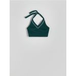 Top cu umeri decupati in stil sport - verde-inchis