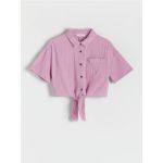 Camasa din muselina cu snur decorativ - violet-orhidee