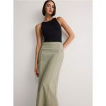 Fusta midi cu adaos de in - verde