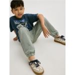 Pantaloni jogger cargo cu efect prespalat - verde-prafuit